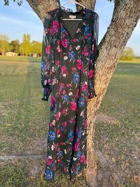 Calvin Klein Floral Chiffon Maxi Dress (Size 10)